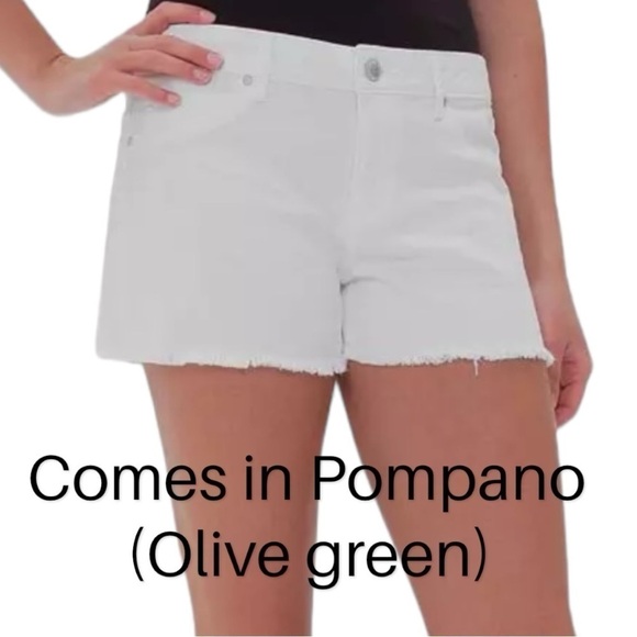 Articles of Society Madre Frayed Denim 3” Jean Shorts in Pompano/Olive Green - Picture 2 of 12